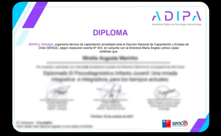 Ejemplo del certificado del programa