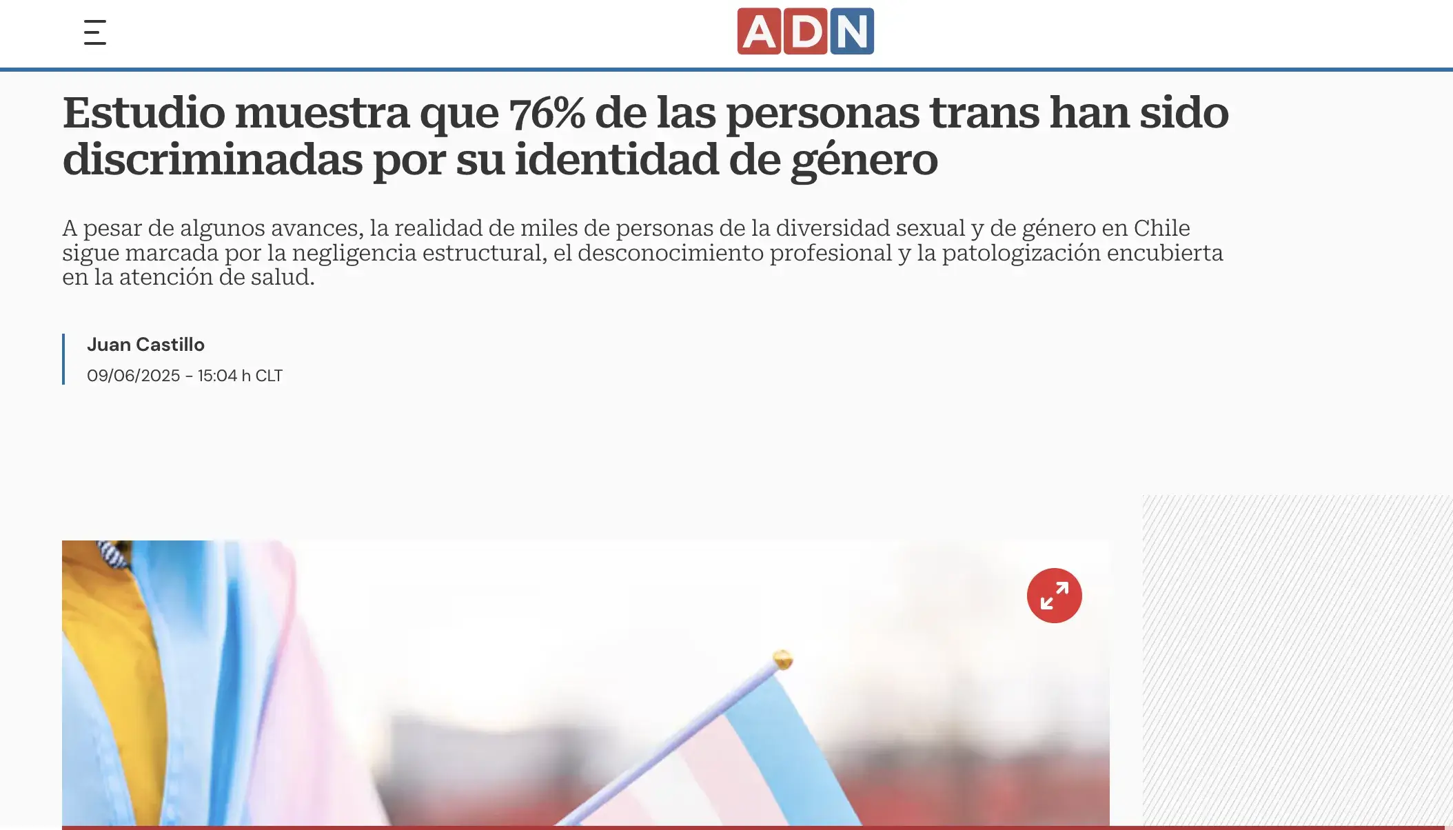 captura de pantalla noticia ADN