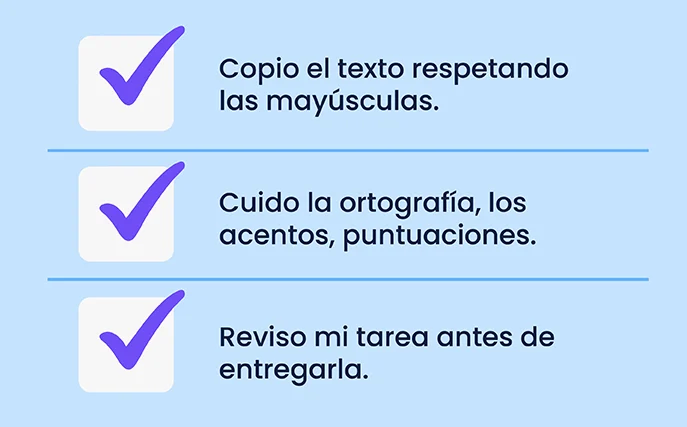 Lista de verificación escolar que promueve funciones ejecutivas como autocontrol, planificación y monitoreo del trabajo escrito